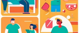 Иллюстрация привычки профилактики: люди планируют осмотры, вакцинацию, занятия спортом и здоровое питание