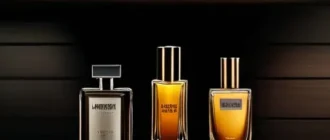 Линейка нишевых и селективных ароматов на полке с тёплым освещением